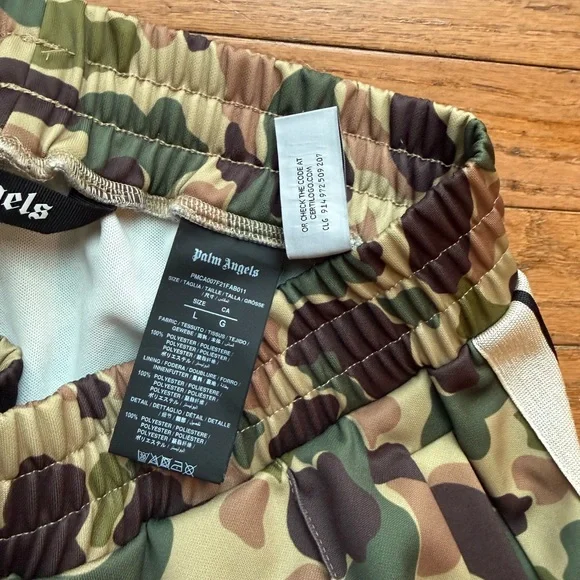 Palm Angels Camo Track Pants in Green, Brown, Black